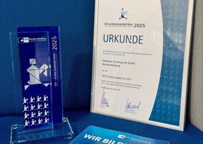 Auszeichung als Top Ausbildungsbetrieb 2025 der IHK Neubrandenburg