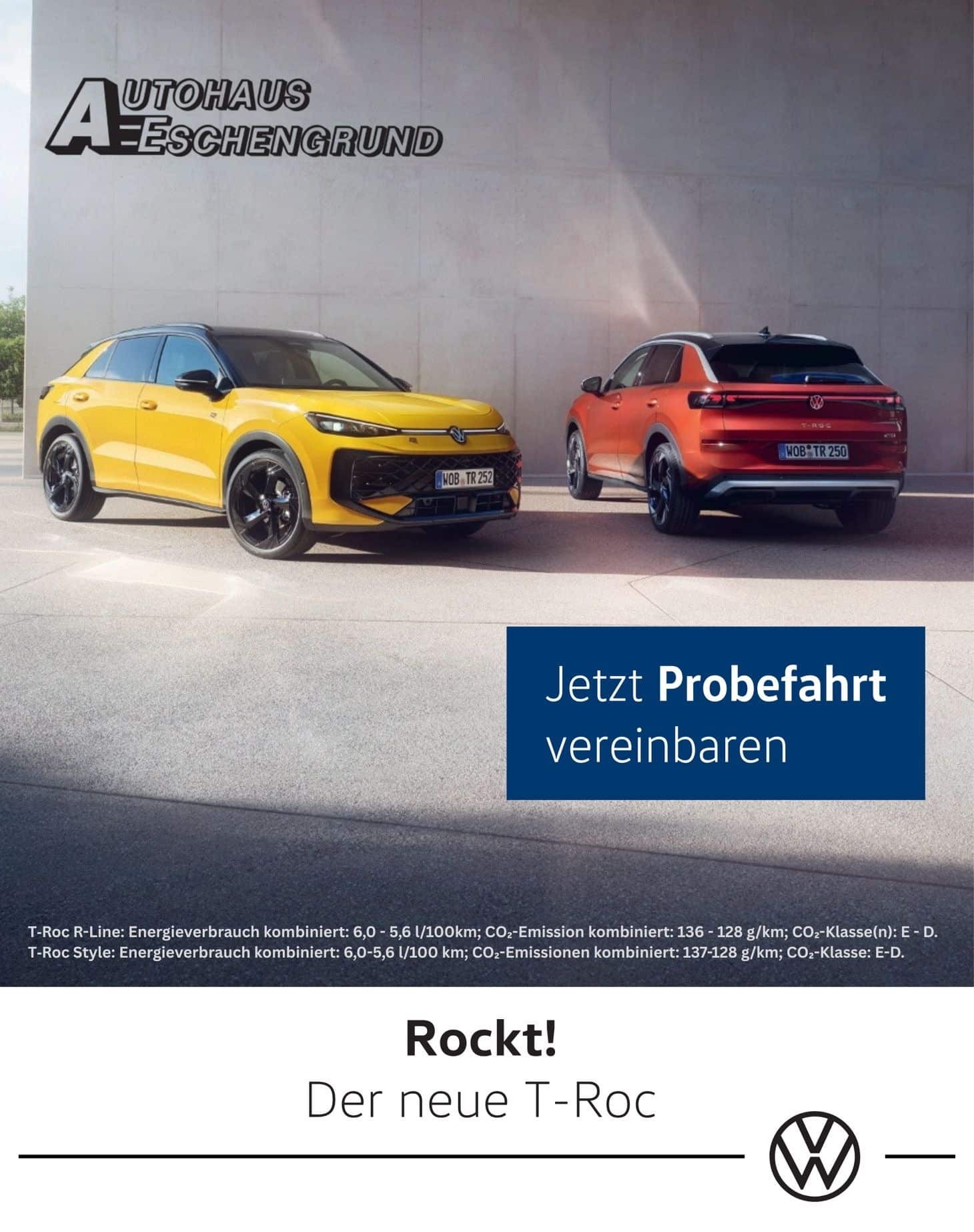 Probefahrt VW T-Roc rockt Probefahrt vereinbaren für VW T-Roc